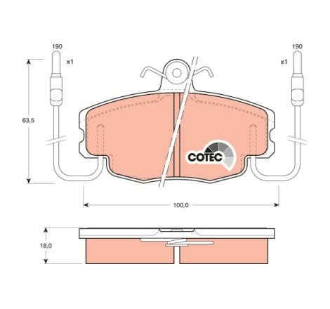 Kit de plaquettes de frein, frein à disque COTEC