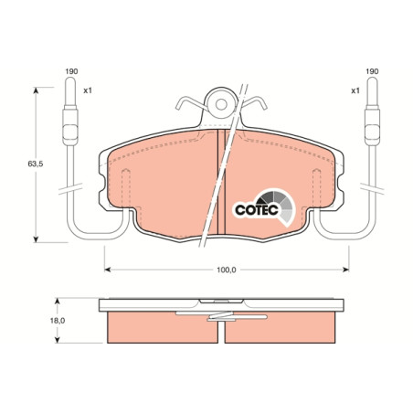 Kit de plaquettes de frein, frein à disque COTEC