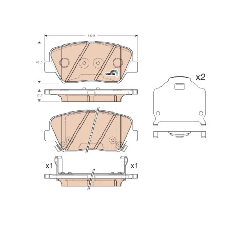 Kit de plaquettes de frein, frein à disque COTEC