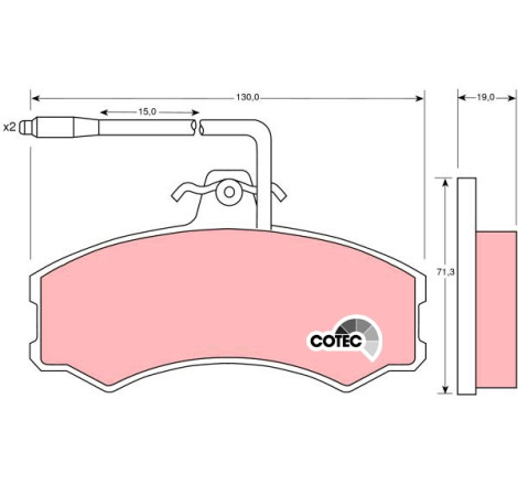 Kit de plaquettes de frein, frein à disque COTEC