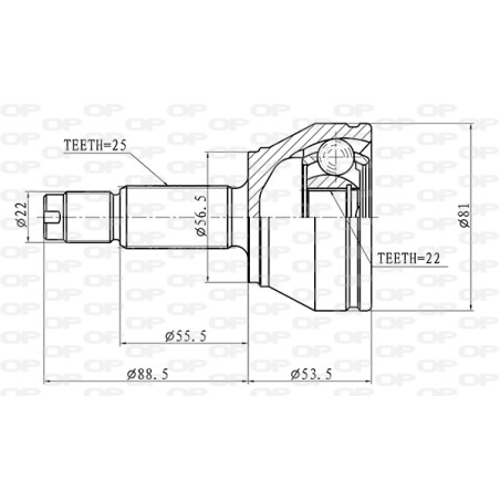 Jeu de joints, arbre de transmission