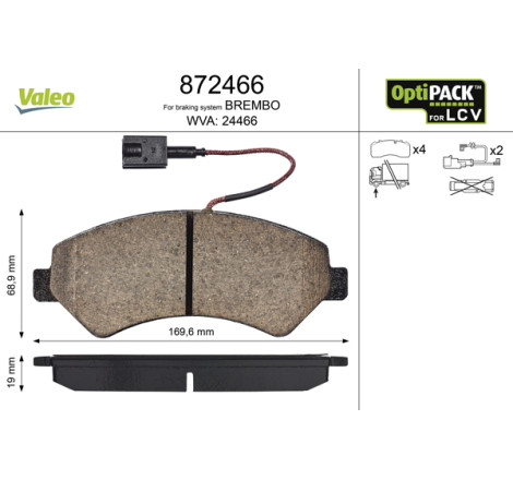 Kit de plaquettes de frein, frein à disque OPTIPACK for LCV