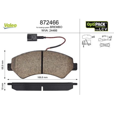 Kit de plaquettes de frein, frein à disque OPTIPACK for LCV