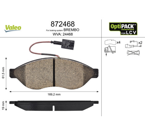 Kit de plaquettes de frein, frein à disque OPTIPACK for LCV