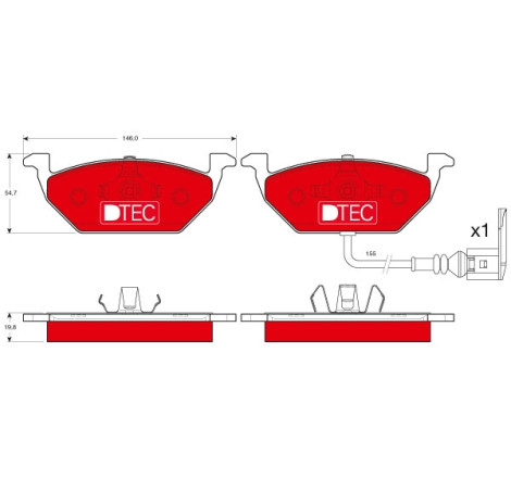 Kit de plaquettes de frein, frein à disque DTEC COTEC