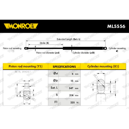 Vérin, capot-moteur MONROE MaxLift