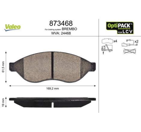 Kit de plaquettes de frein, frein à disque OPTIPACK for LCV