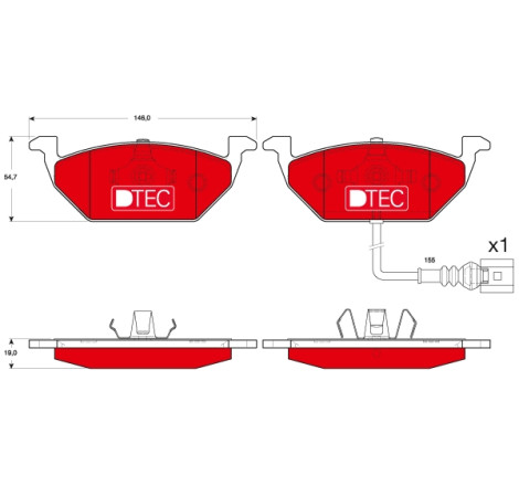 Kit de plaquettes de frein, frein à disque DTEC COTEC