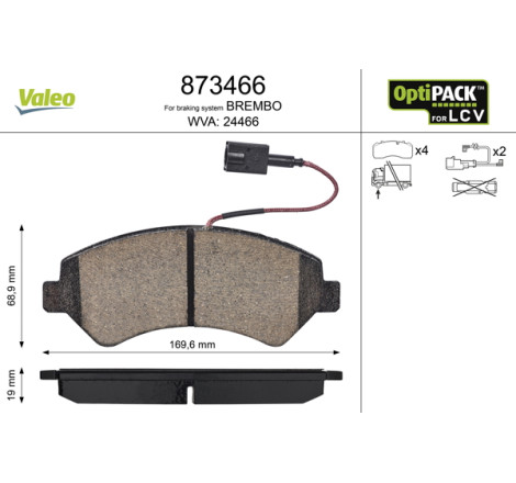 Kit de plaquettes de frein, frein à disque OPTIPACK for LCV