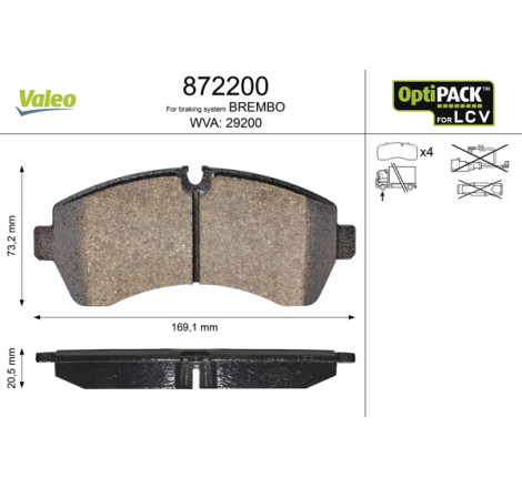 Kit de plaquettes de frein, frein à disque OPTIPACK for LCV