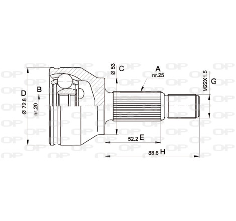 Jeu de joints, arbre de transmission